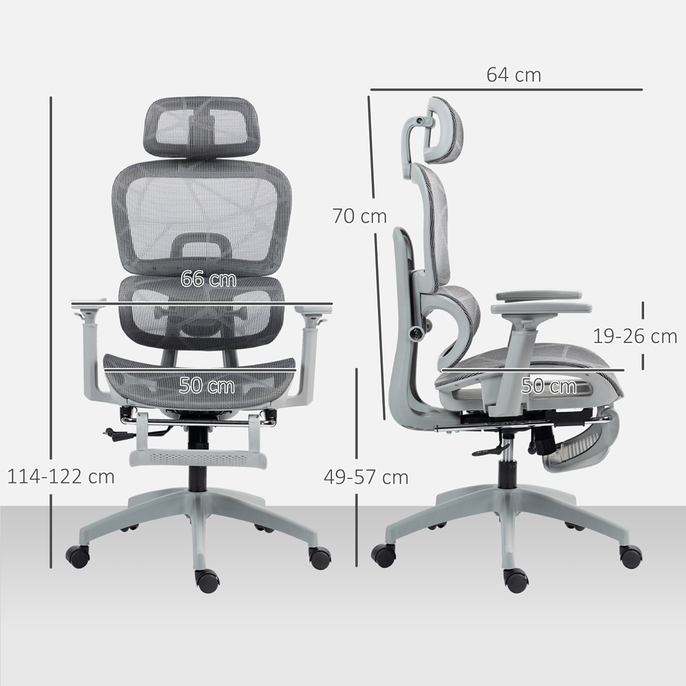 Portland Grey Ergonomic Swivel Office Chair Swivel with 3D Armrest Image 9