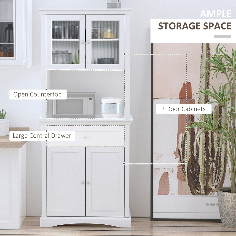 Portland 4 Door Single Drawer White Kitchen Storage Cabinet Image 5