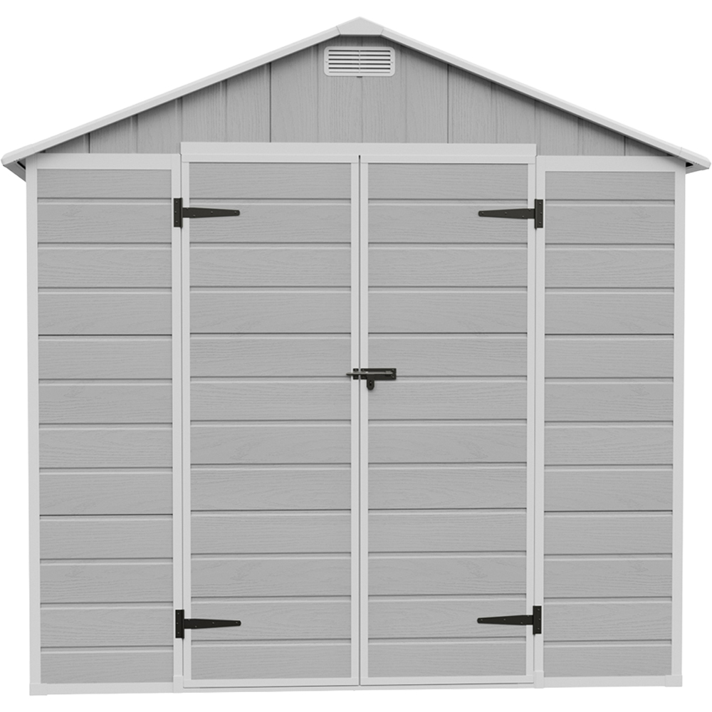 Living and Home 8 x 6ft Smokey Grey Wood Grain Plastic Apex Storage Shed Image 2