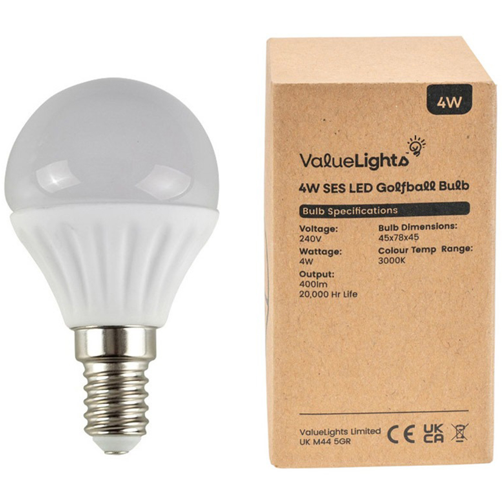 ValueLights 12 Pack E14 LED 4W 3000K Warm White Golfball Light Bulbs Image 2