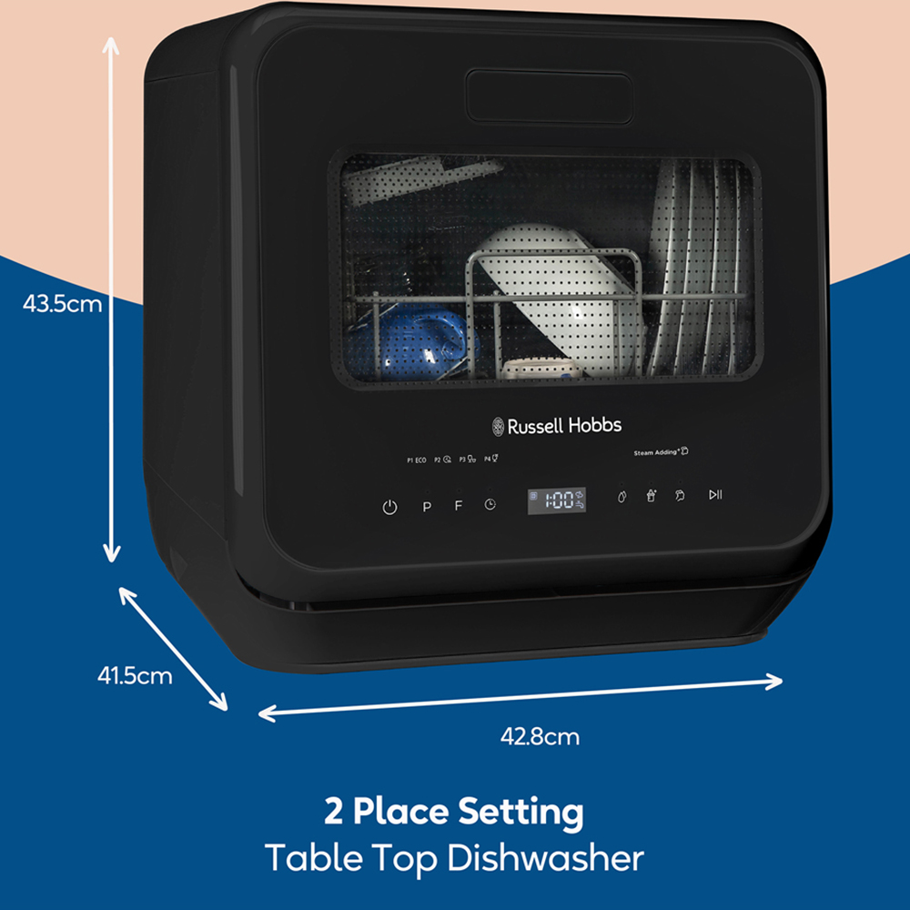Russell Hobbs RH2TTDW0D1B Black 2 Place Setting Table Top Dishwasher Image 9
