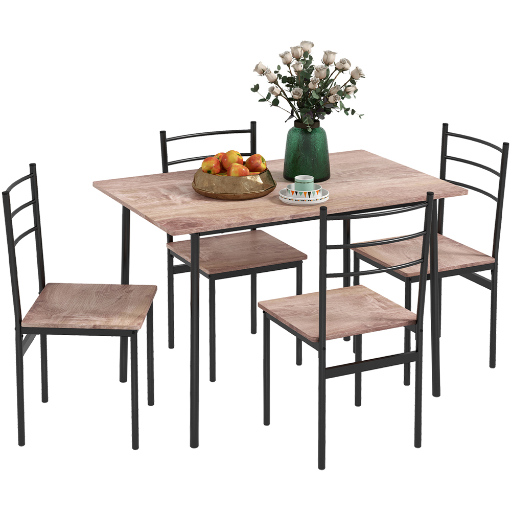 Portland 4 Seater Dining Set Brown Image 2