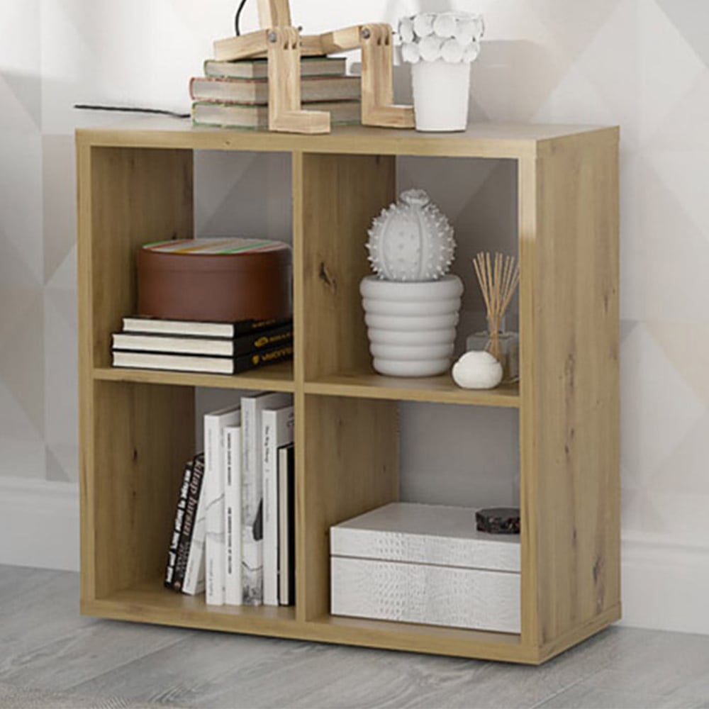 Florence Mauro 4 Cube Artisan Oak Bookshelf Image 1