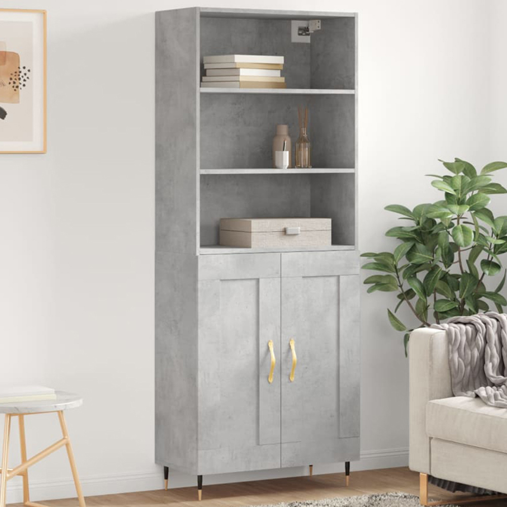 vidaXL 2 Door 3 Shelf Concrete Grey Wooden Cabinet Image 1