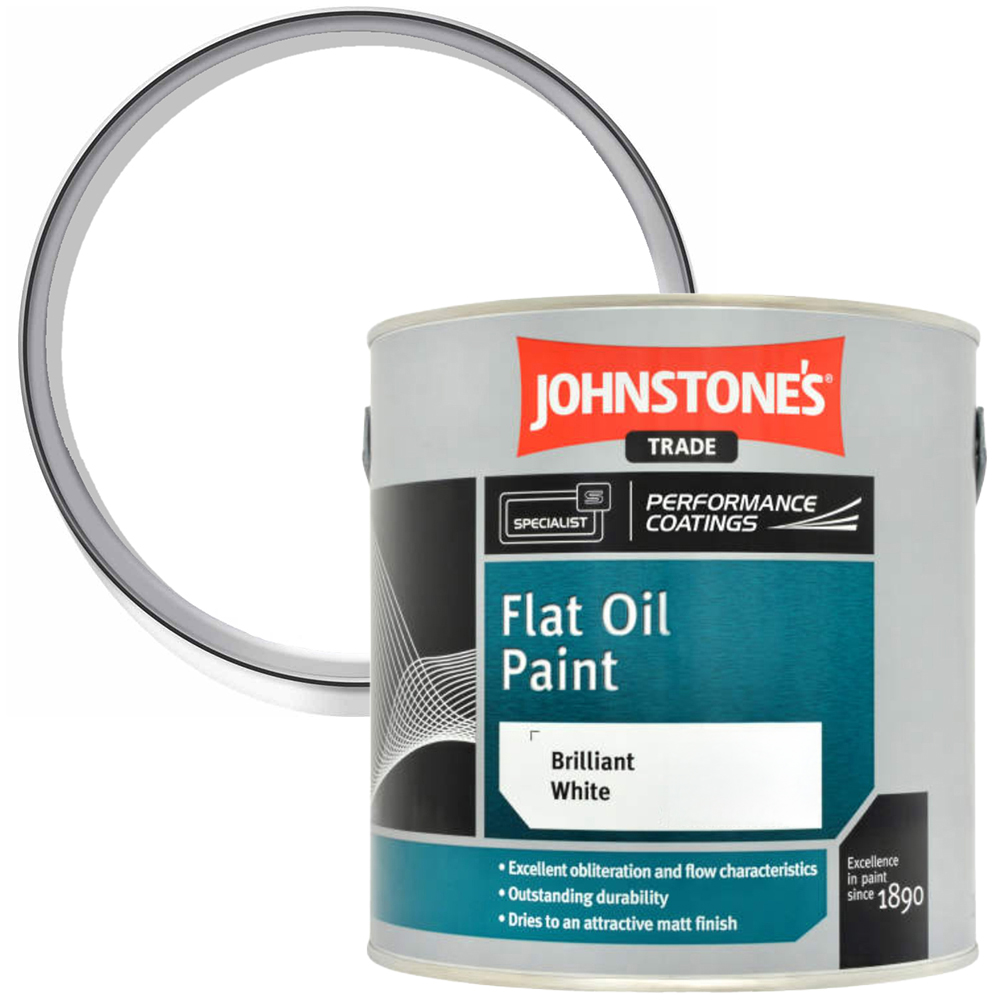 Johnstone's Trade White Matt Flat Oil Paint 2.5L Image 1