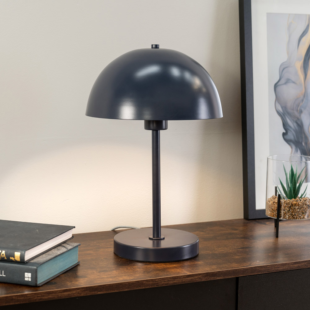 ValueLights Stassi Dark Navy Mushroom Dome LED Table Lamp Image 2