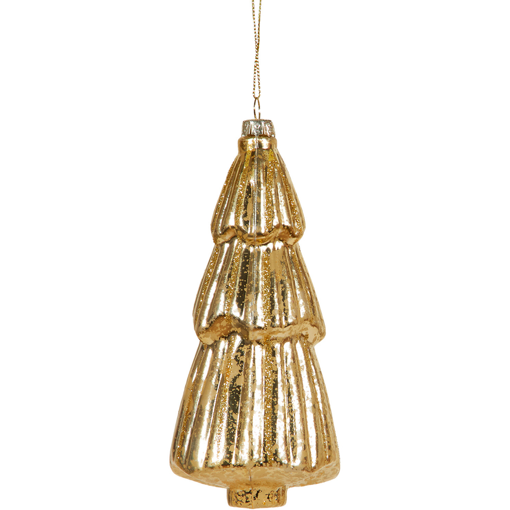 Set of 2 Hanging Tree Decorations - Gold Image 4