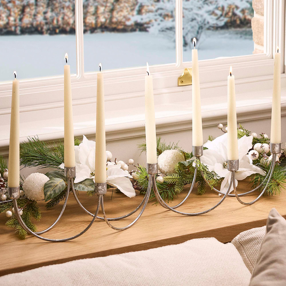 Dibor 7 Arm Silver Wave Candle Holder Image 2