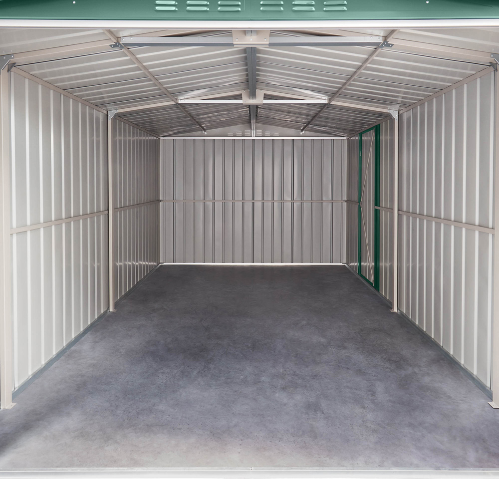Globel 10 x 15ft 3 Door Green Metal Apex Workshop Garage Image 5