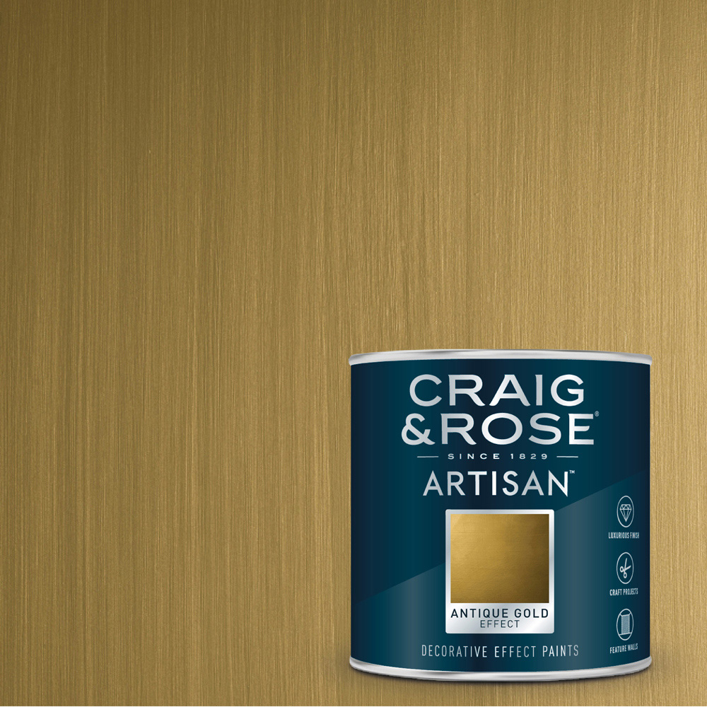 Craig & Rose Artisan Walls & Ceilings Antique Gold Effect Mid Sheen Paint 250ml Image 4