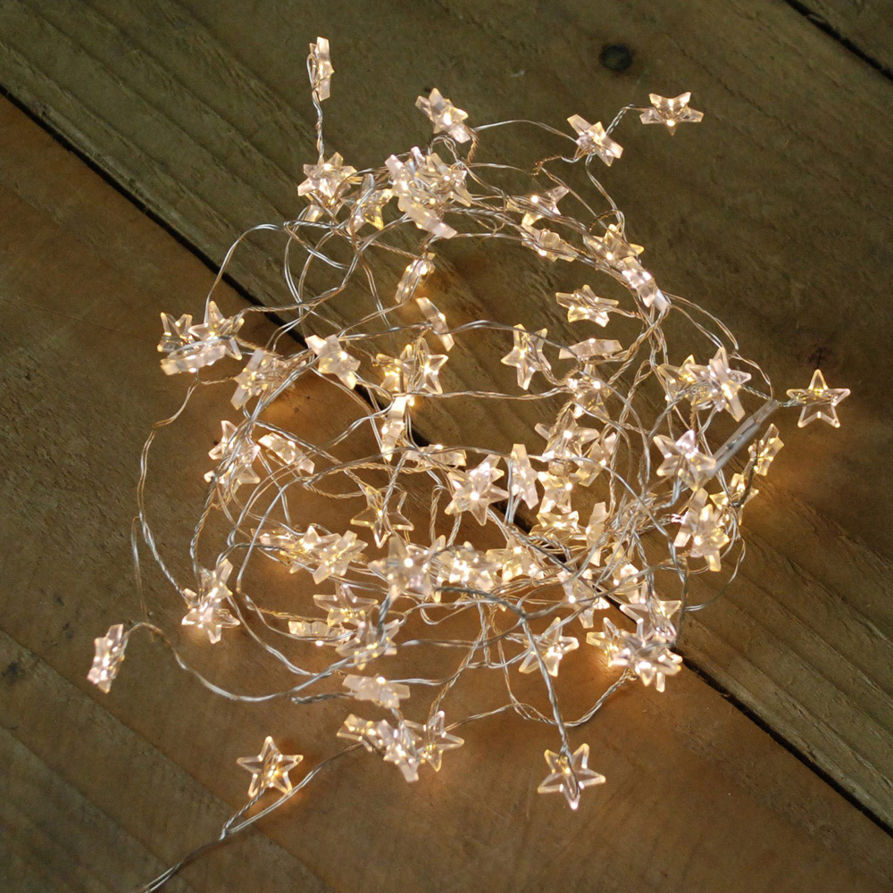 Samuel Alexander 80 Warm White Star-Shaped Christmas Cluster Light 2m Image 1