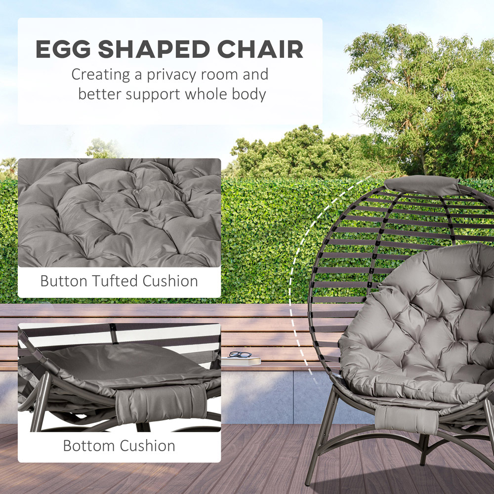Outsunny Brown Steel Frame Egg Chair with Cushions Image 5