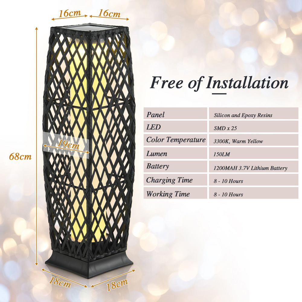Costway Black 2 Pack Outdoor Solar-Powered Floor Lamp Set Image 8