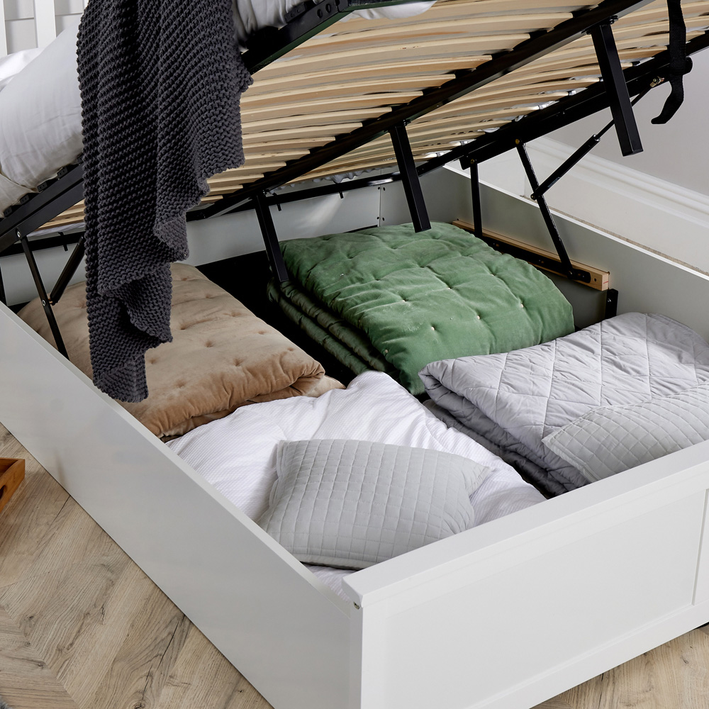 Home Source Florida Double White Wooden Ottoman Bed Frame Image 5