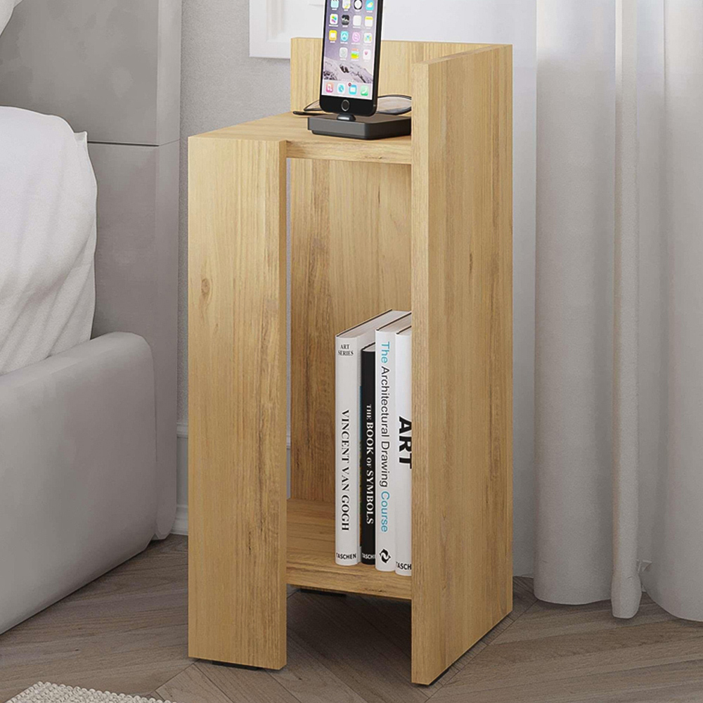 Decortie Elos Single Shelf Oak Modern Right Module Bedside Table Image 1