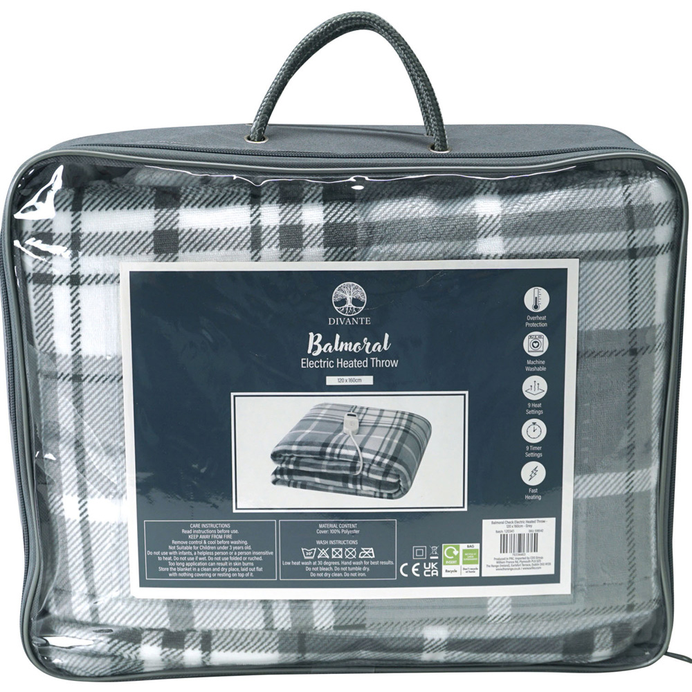 Balmoral Check Electric Heated Throw Grey Image 5