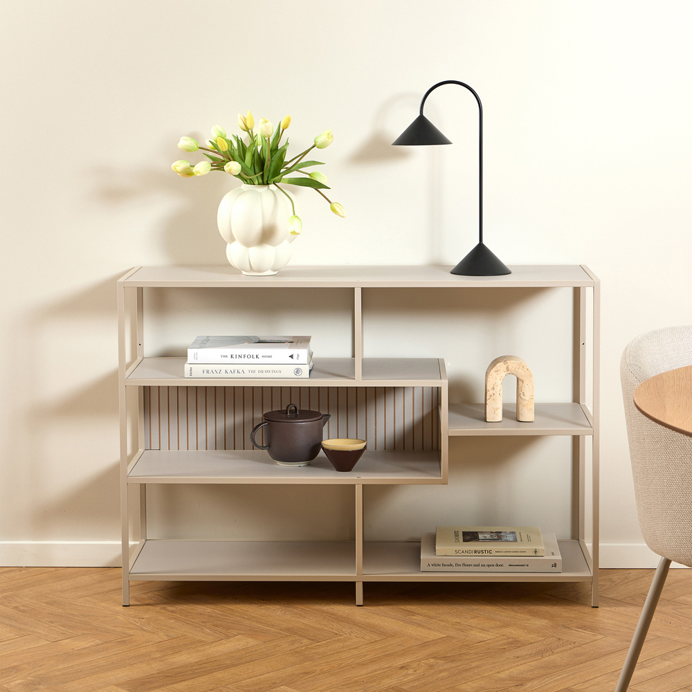 Florence Seaford 4 Shelf Wide Grey Steel Bookcase Image 9