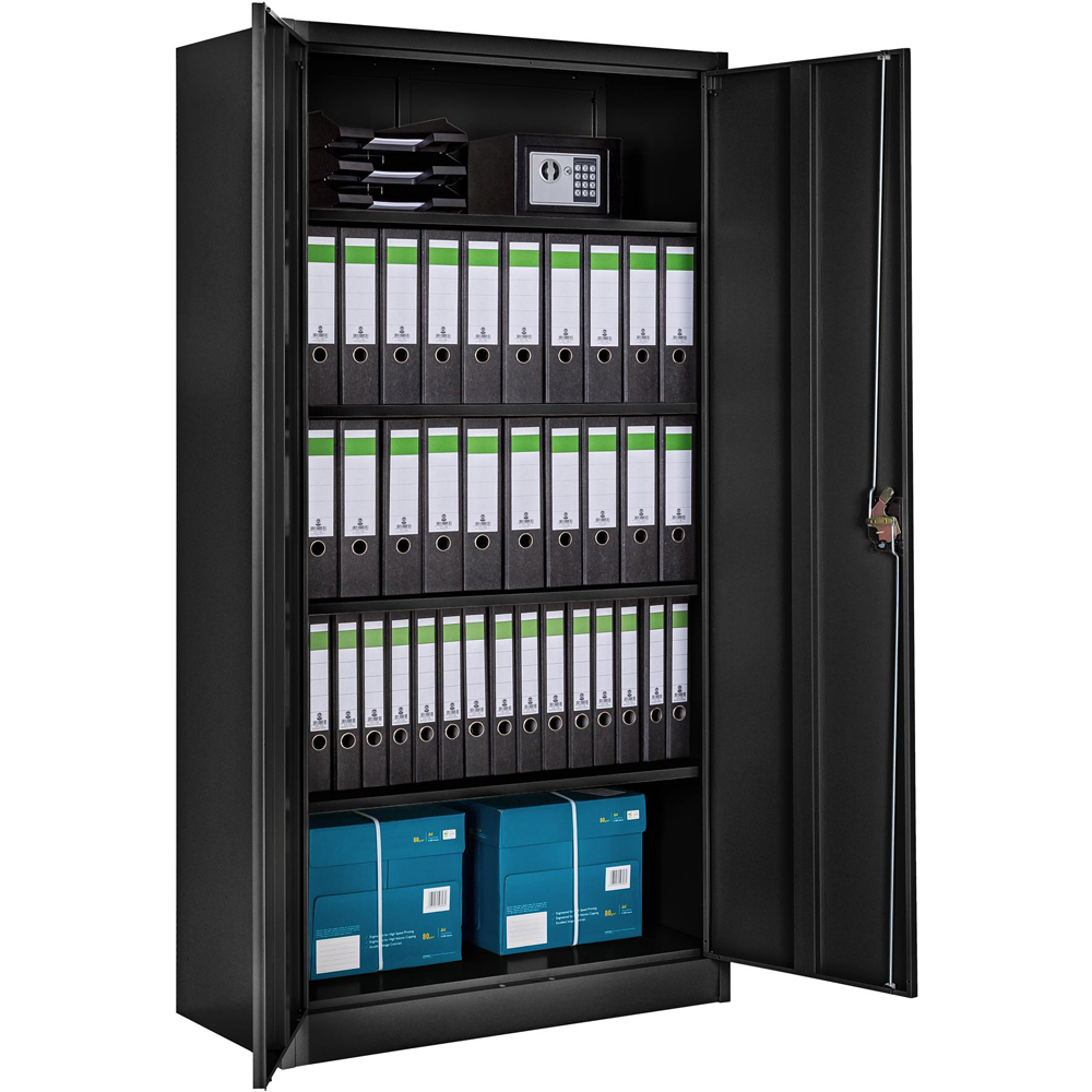 Tectake 5 Shelf Black Lockable Filing Cabinet Set of 4 Image 6