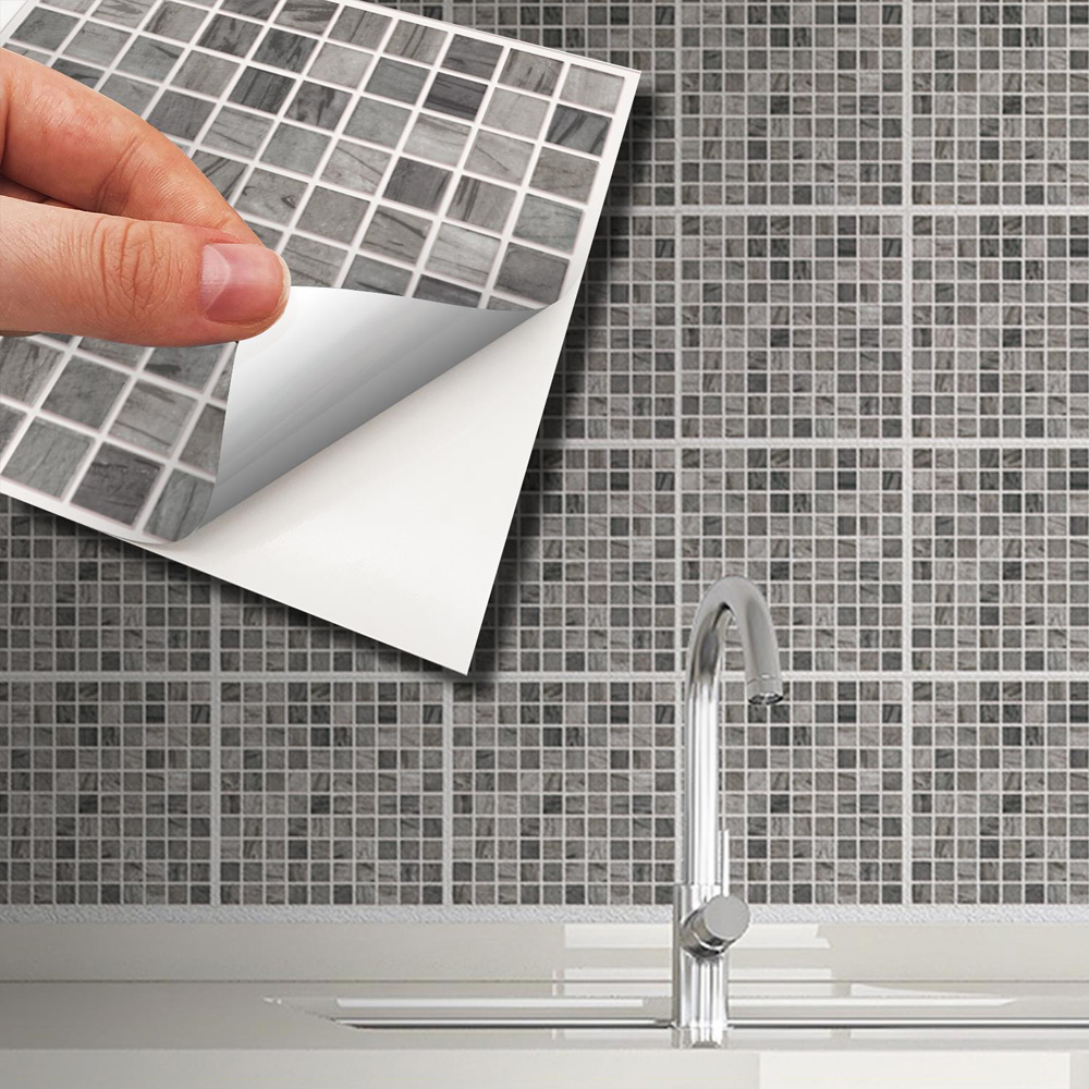 Walplus Picasso Grey Marble Mosaic Tile Sticker 24 Pack Image 4