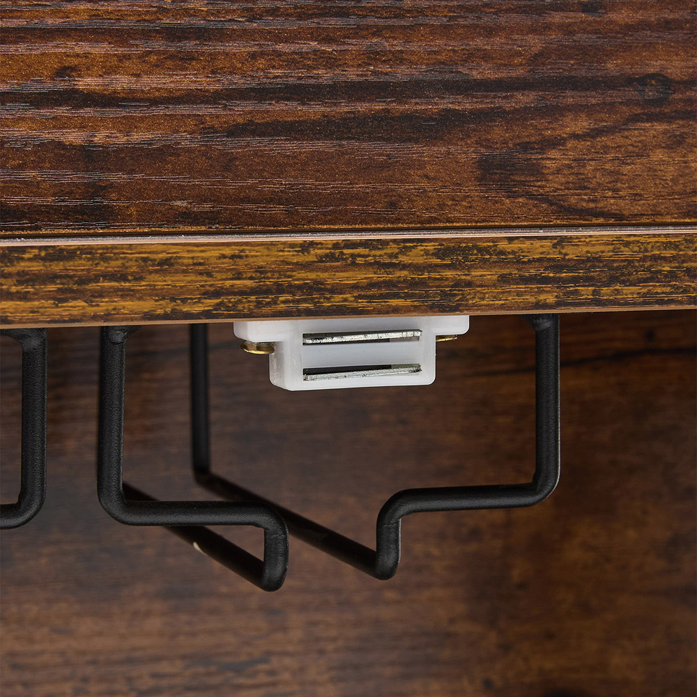 Living and Home 2 Door 3 Shelf Retro Brown Bar Cabinet with 5 Bottle Wine Rack Image 6