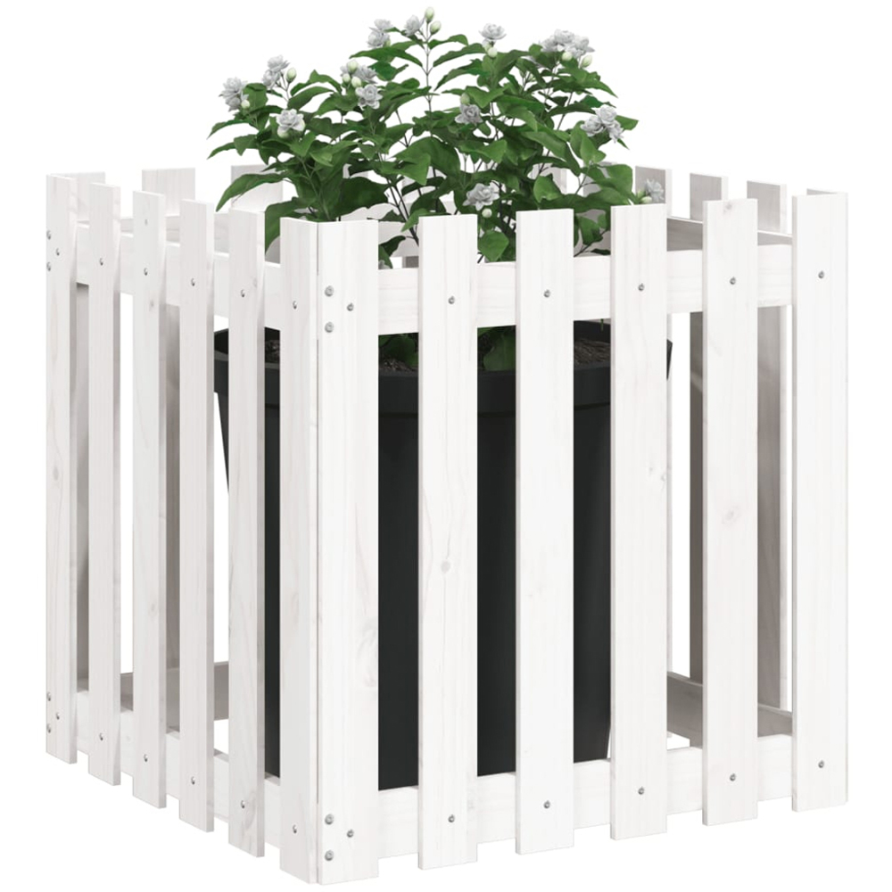 vidaXL White Pine Wood Garden Planter 60 x 60 x 60cm Image 2