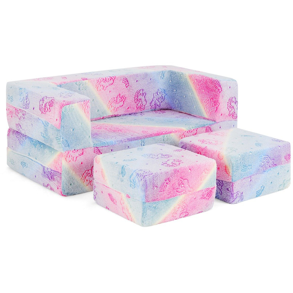 Costway 2 Seater Pink Kids Glow in the Dark Sofa Set Image 2