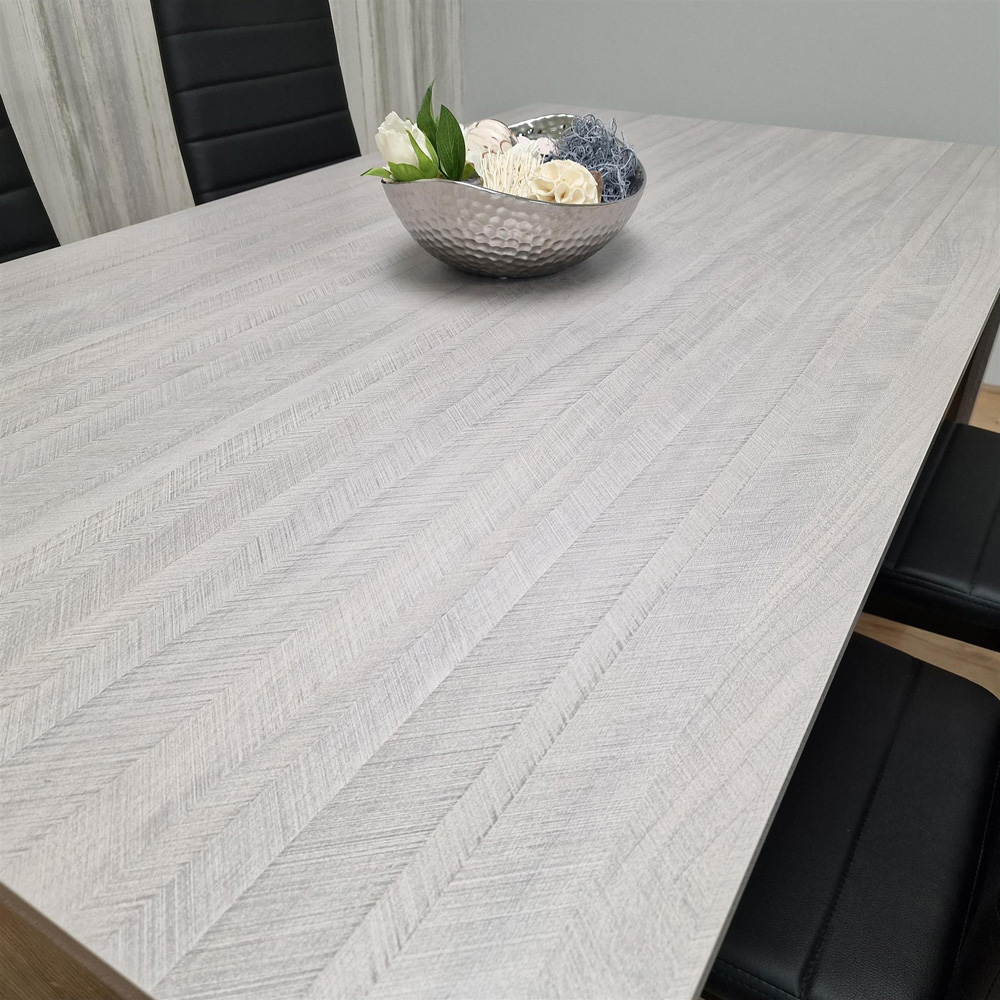 Portland 4 Seater Square Leather Dining Table Set Arrow Grey and Black Image 2