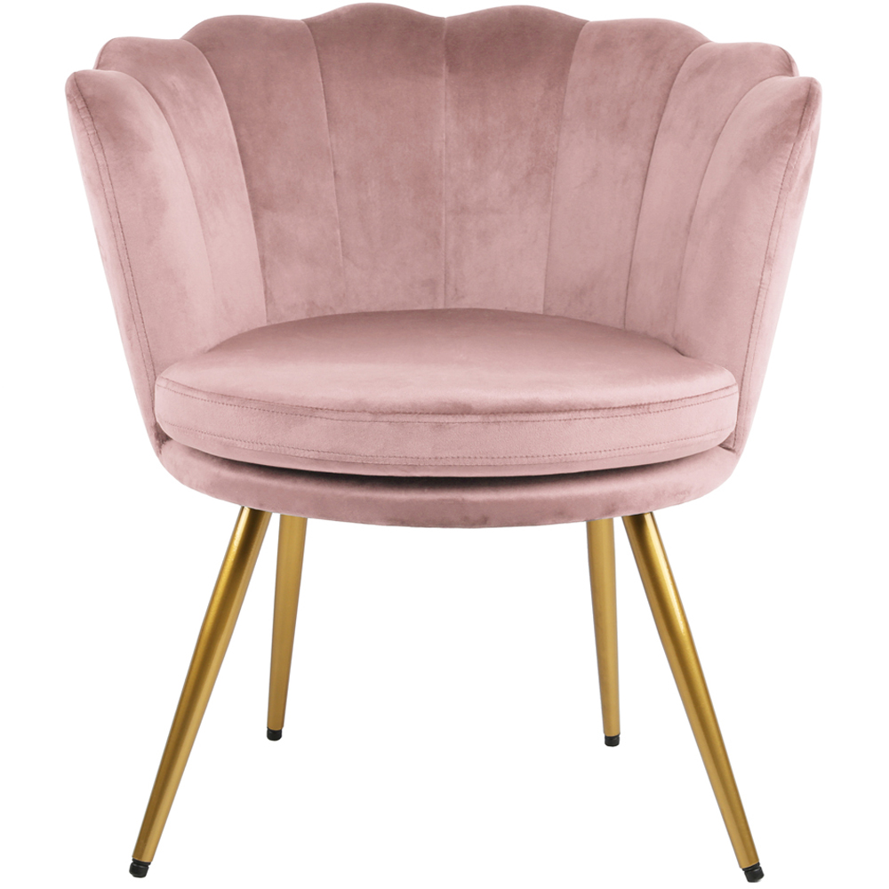 Flora Petal Back Accent Tub Chair Velvet Upholstery - Light Pink Image 3