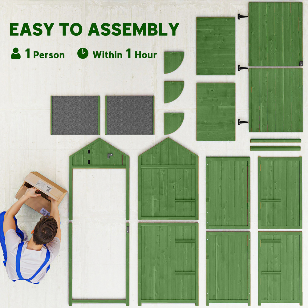 Outsunny 2.5 x 1.8ft Green Wooden Garden Tool House Shed Image 8