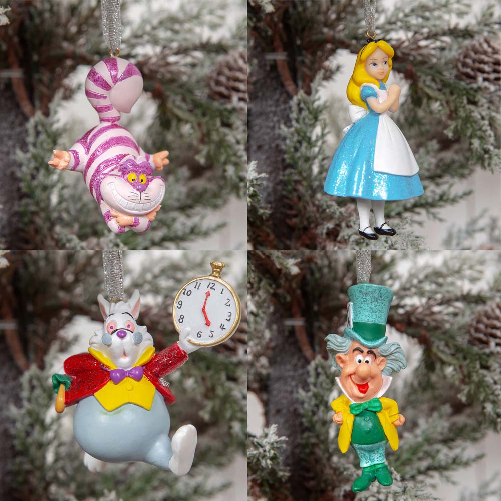 Disney Alice in Wonderland Christmas Tree Ornaments 4 Pack Image 2