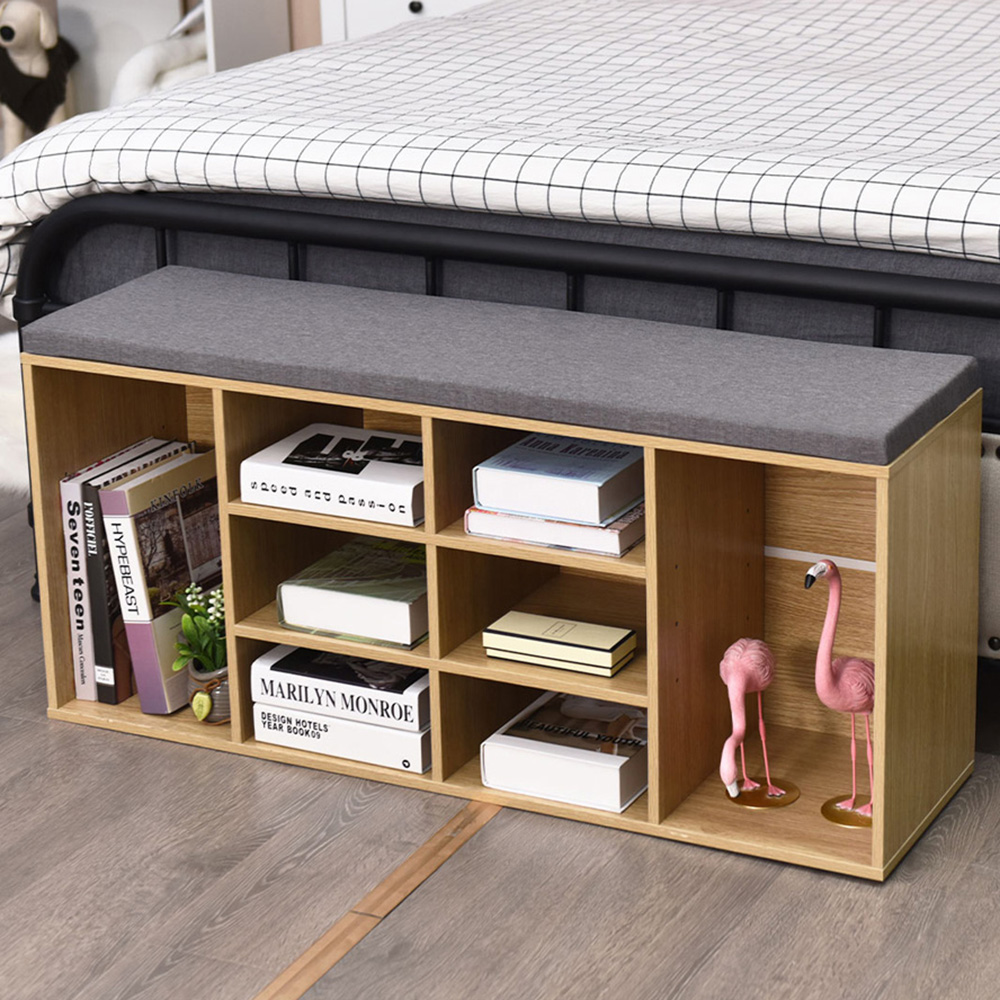 Costway 10 Cube Natural Shoe Storage Bench Image 1