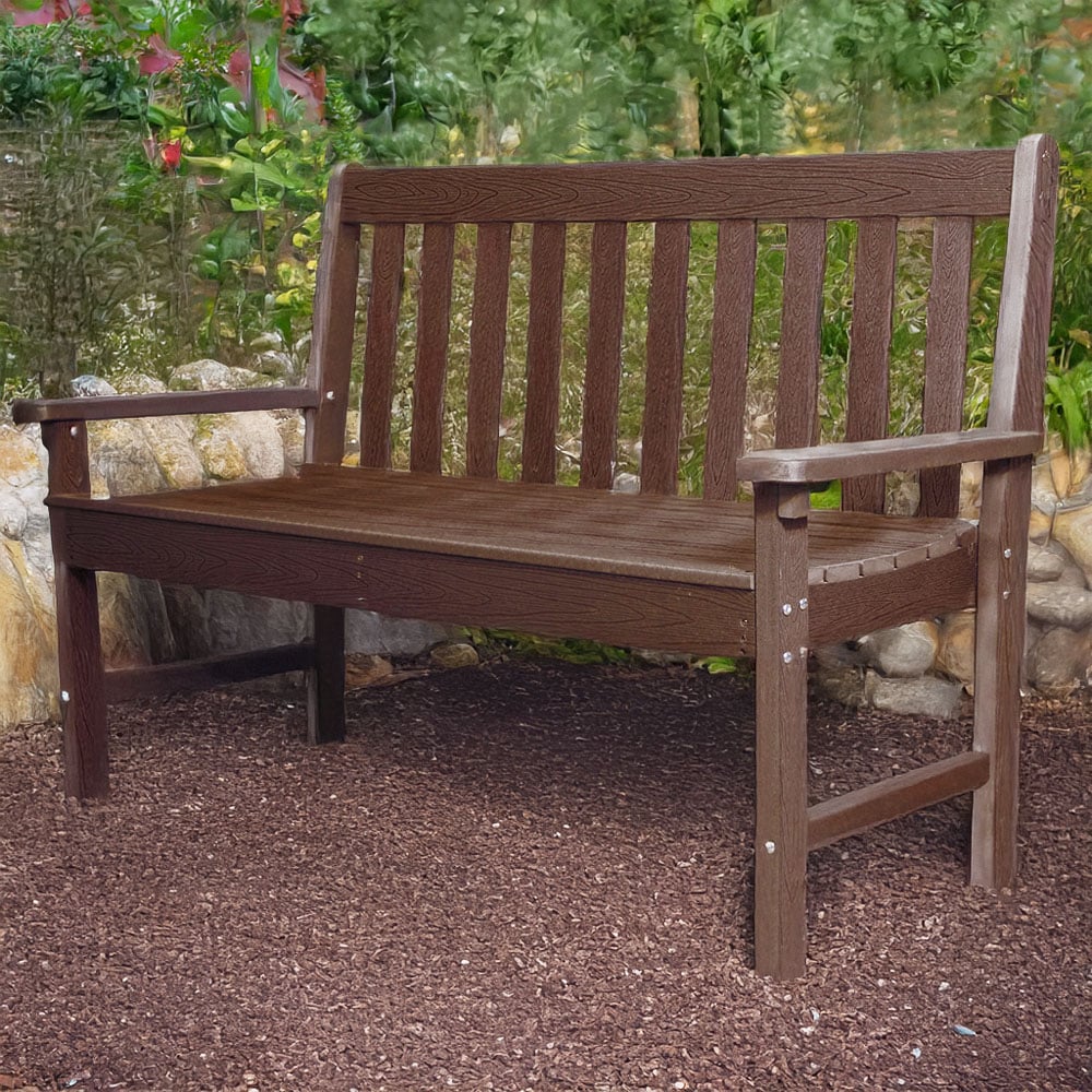 Garden Gear Walnut Wood Effect Garden Bench Image 1
