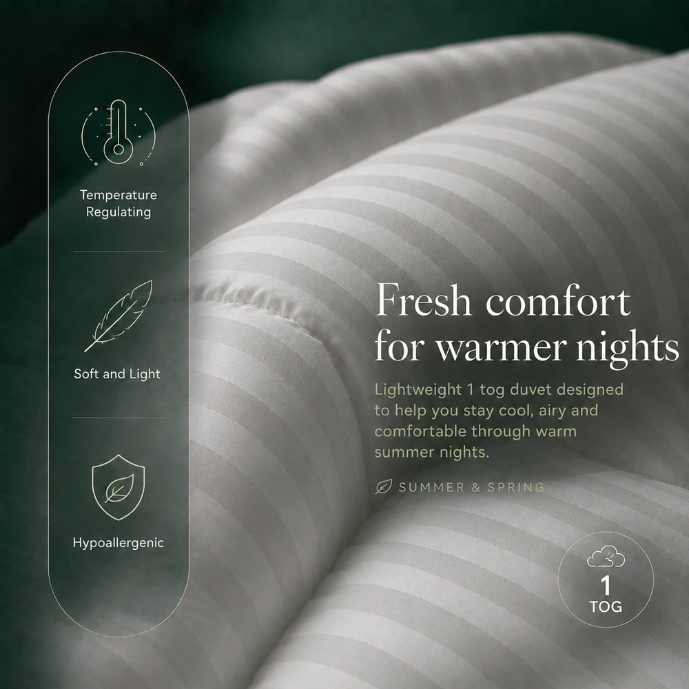 Opulent Home Single White Hollowfibre Anti-Allergy Summer Duvet 1 Tog Image 4