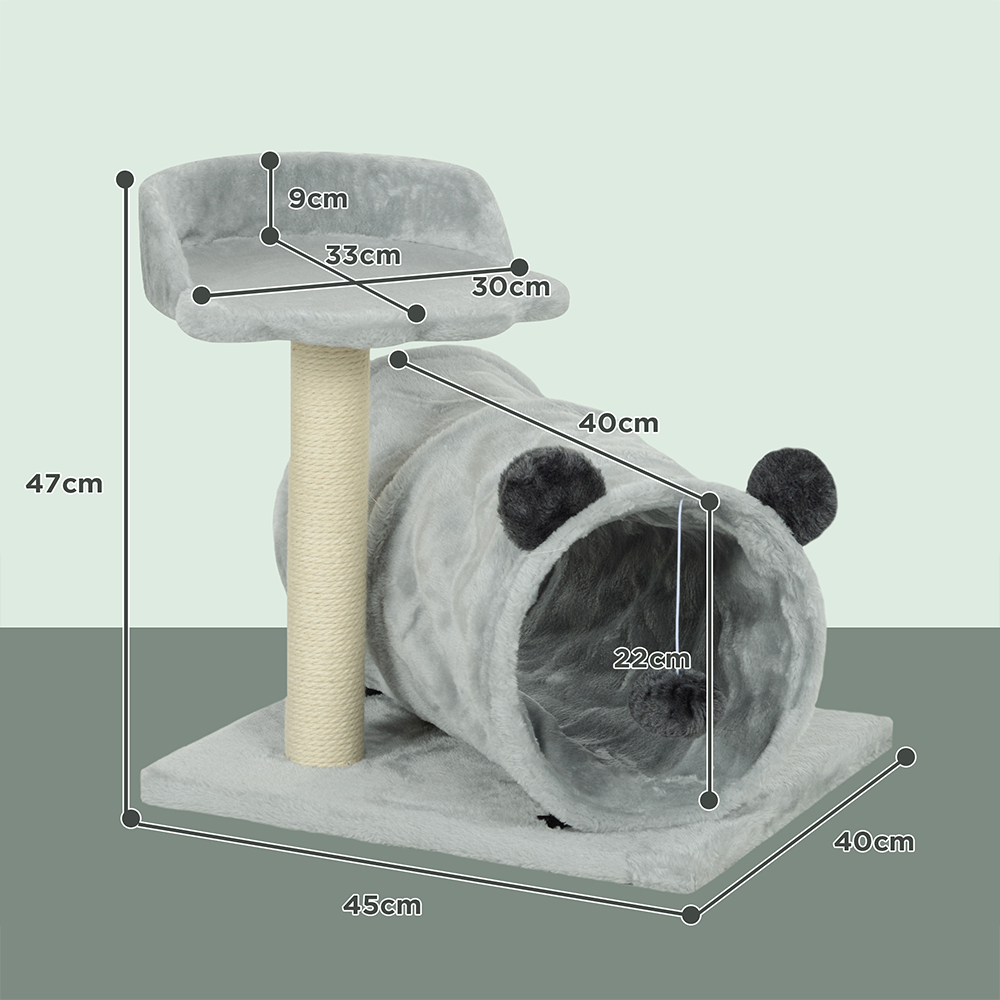 PawHut Grey Cat Tunnel tree Image 7