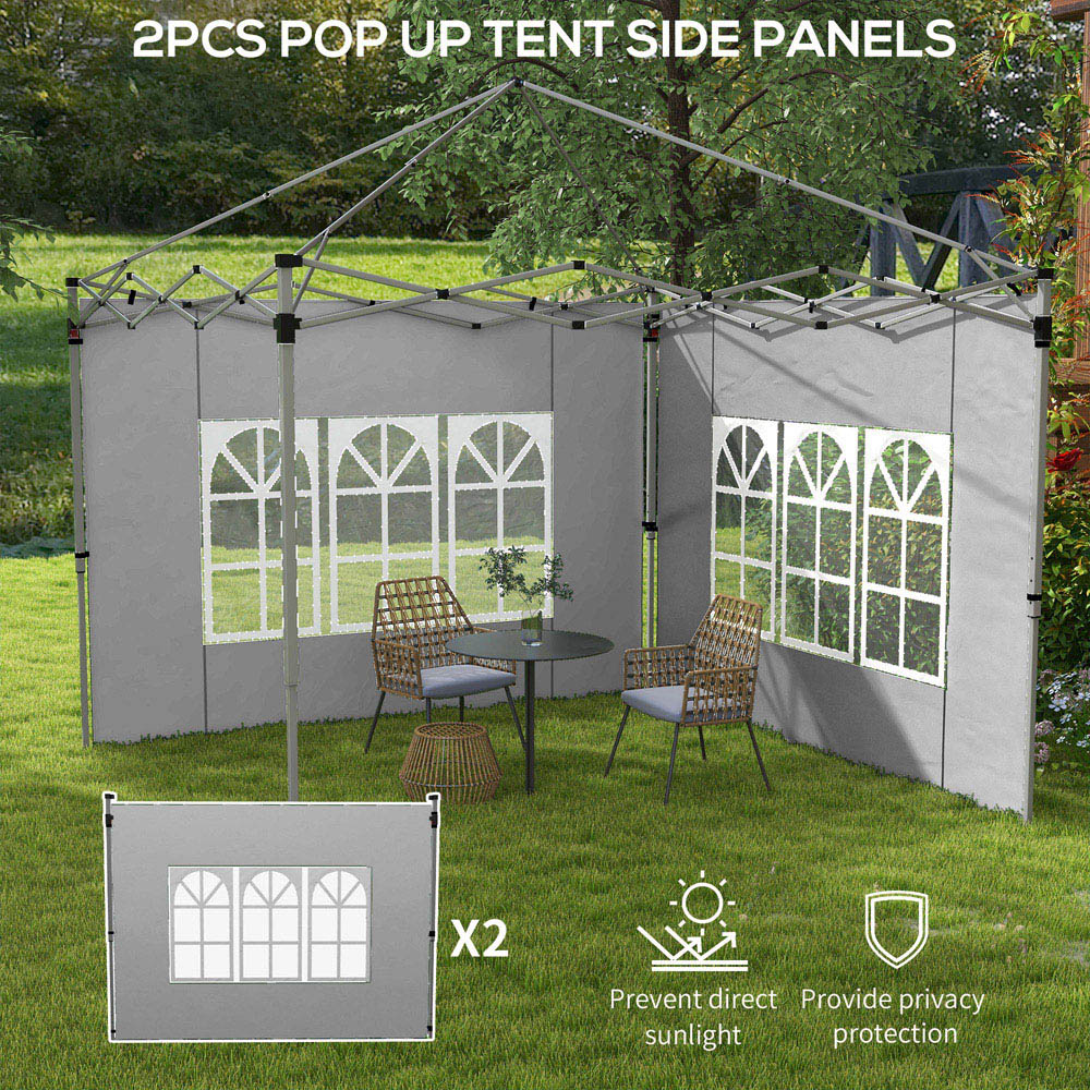 Outsunny Grey Replacement Gazebo Side Panel with Window 2 Pack Image 4