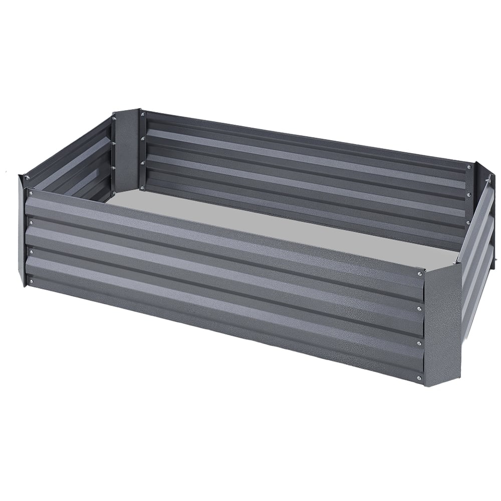tectake 60 x 120cm Grey Galvanised Steel Raised Garden Bed Image 1