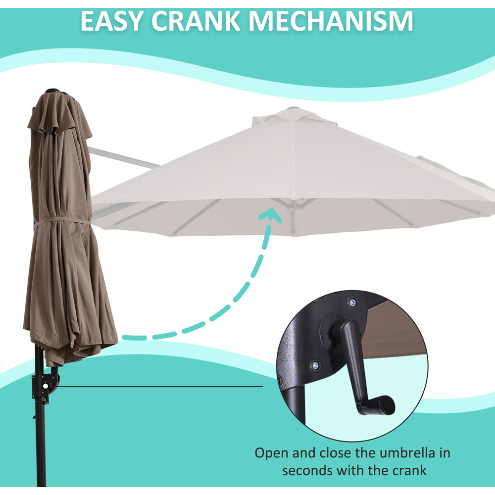 Outsunny Brown Crank Handle Double Canopy Parasol Image 6