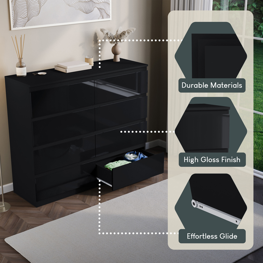 VIDA DESIGNS Glinton 8 Drawer Black Chest of Drawers Image 6