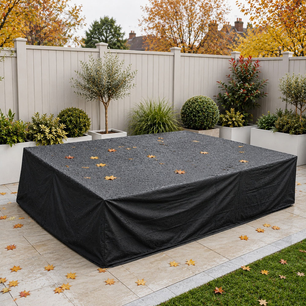 Direct Wicker Black 600D Heavy Duty Waterproof Furniture Cover 230 x 230 x 70cm Image 2