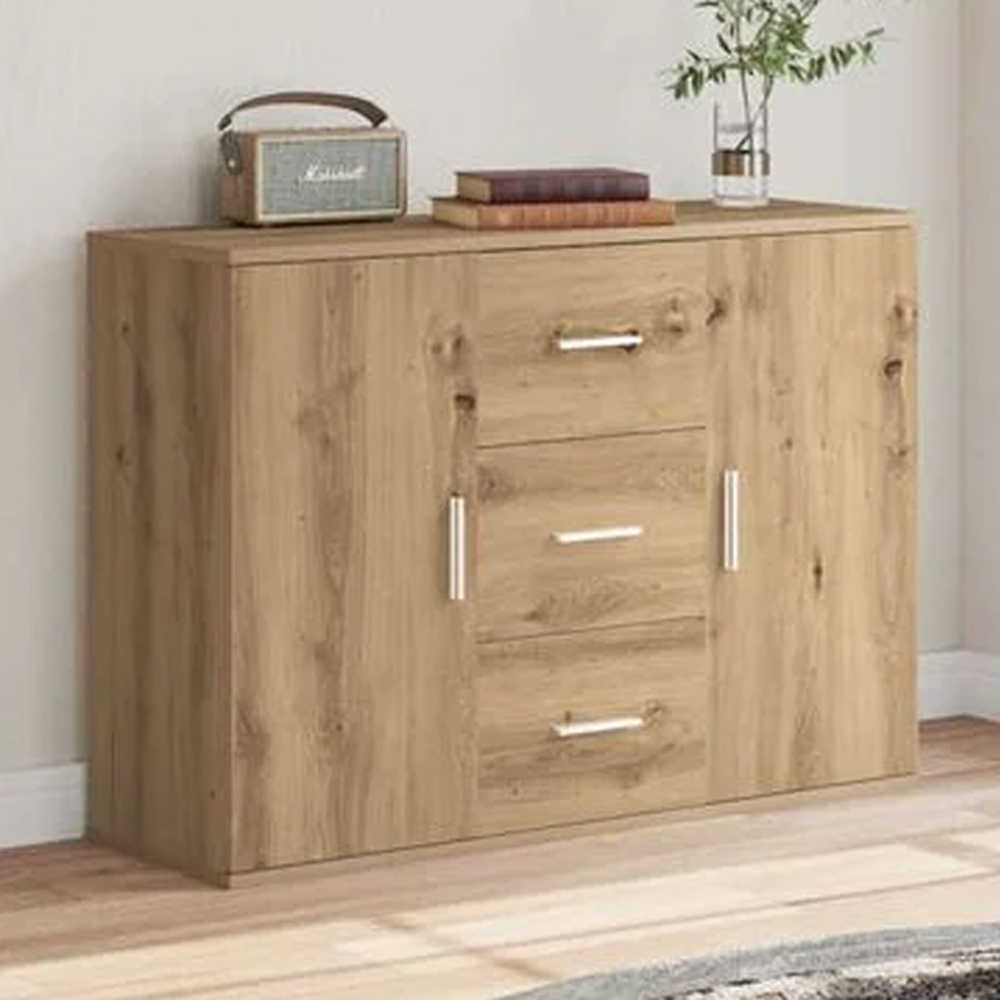vidaXL 2 Door 3 Drawer Artisan Oak Sideboard Image 1