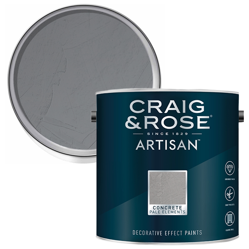 Craig & Rose Artisan Walls & Ceilings Concrete Pale Elements Matt Paint 2.5L Image 1