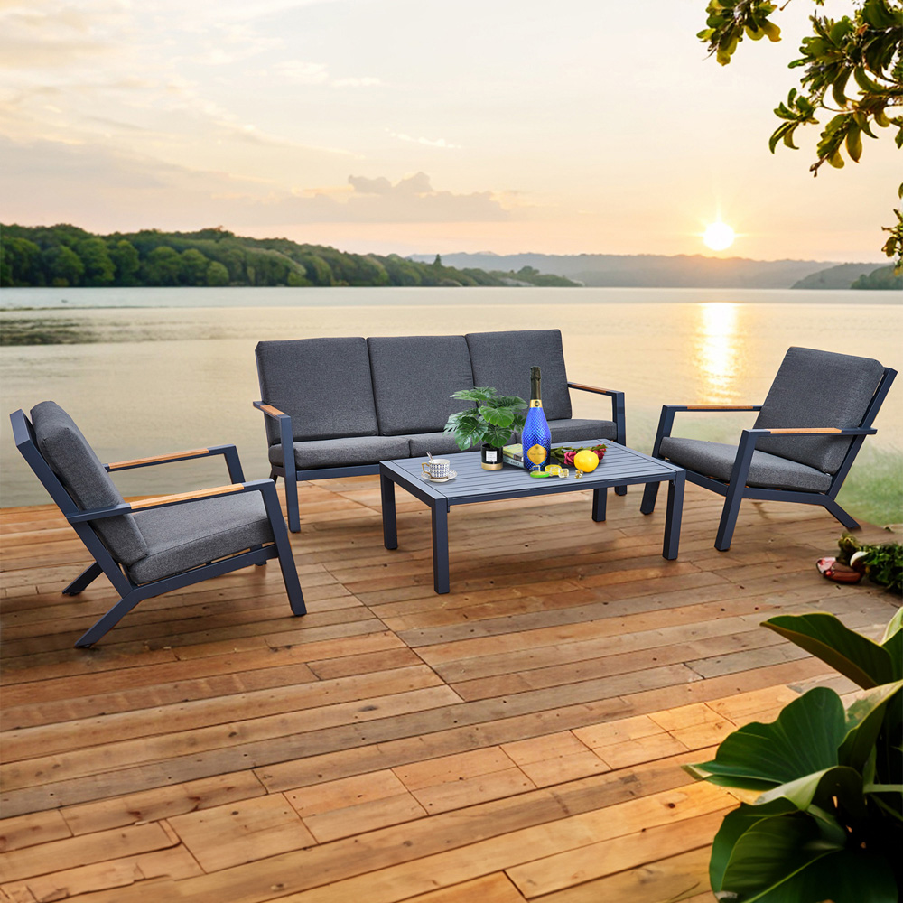 Oseasons Malibu 5 Seater Grey Aluminium Lounge Set Image 1