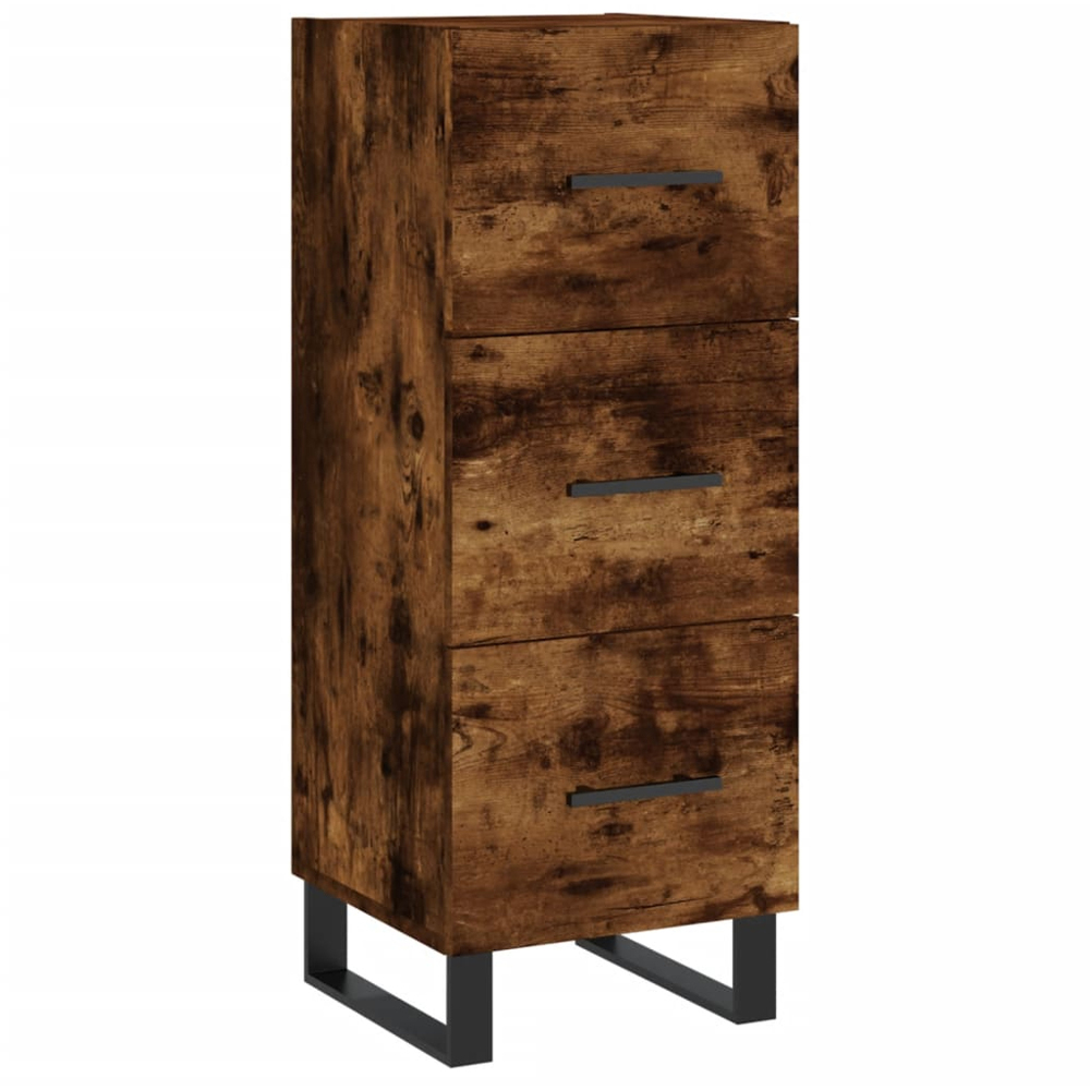 vidaXL Single Glass Door 3 Drawer Smoked Oak Highboard Image 5