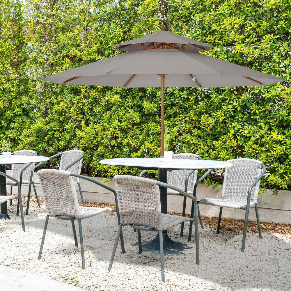 Outsunny Grey Double Tier Wooden Parasol 2.7m Image 2