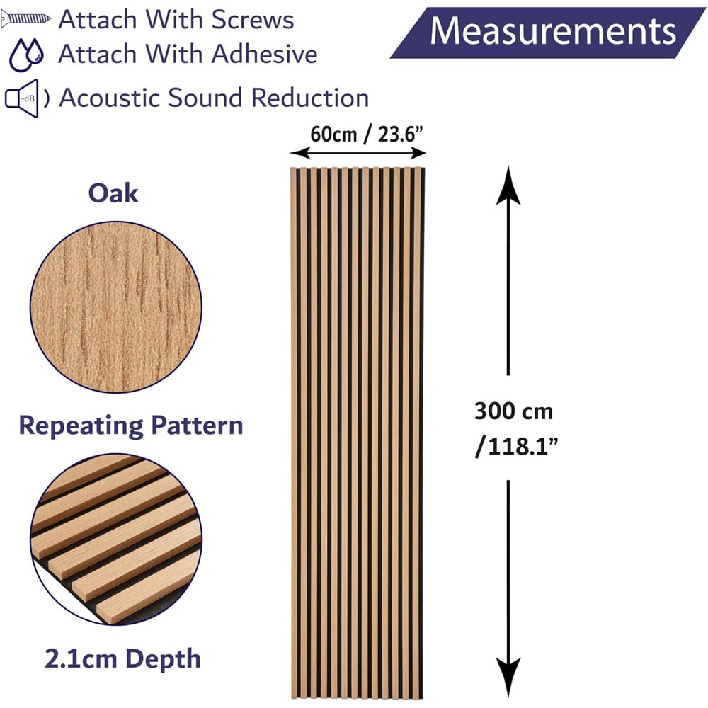 Home Treats Oak Wooden 3D Acoustic Wall Panel 60 x 300cm Image 9