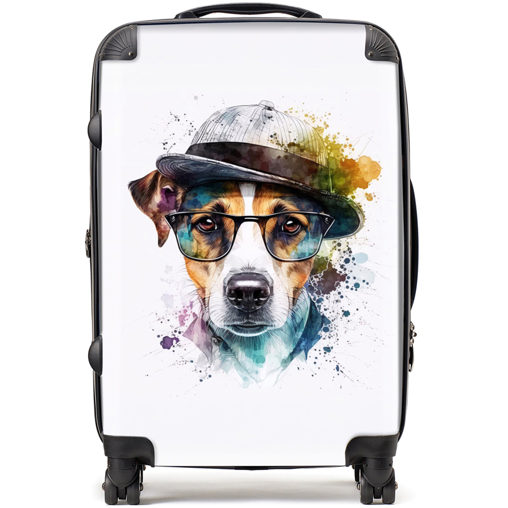 Warren Reed Designer Medium Jack Russell Dog Splashart Suitcase Image 1
