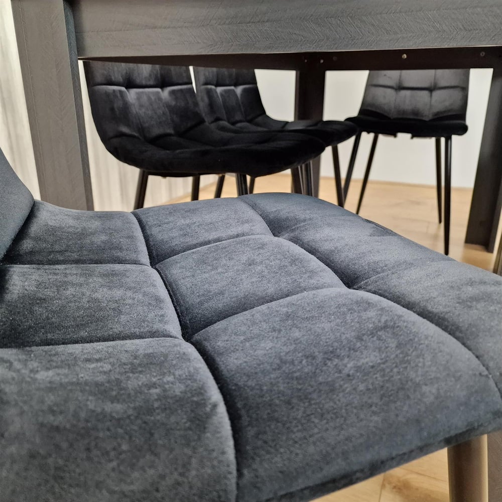 Portland 6 Seater Dining Set Dark Grey and Black Image 7