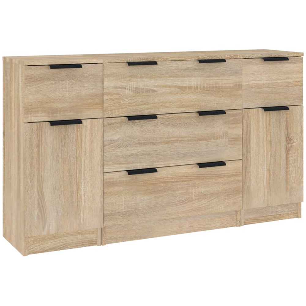 vidaXL 2 Door 5 Drawer Sonoma Oak Wide Sideboard Image 2