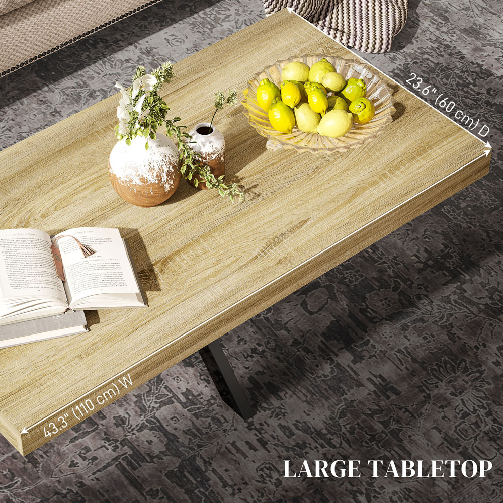 HOMCOM Industrial Natural Coffee Table with Steel Frame Image 7