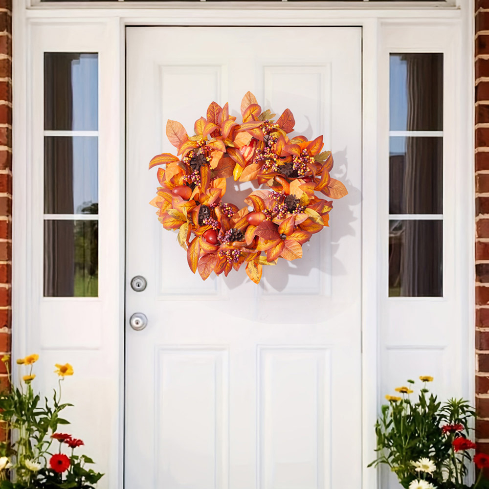 Living and Home Halloween Artificial Maple Leaf and Berry Wreath 50cm Image 7